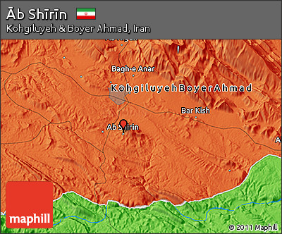 Political 3D Map of Āb Shīrīn