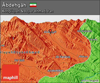 Political 3D Map of Ābdehgāh