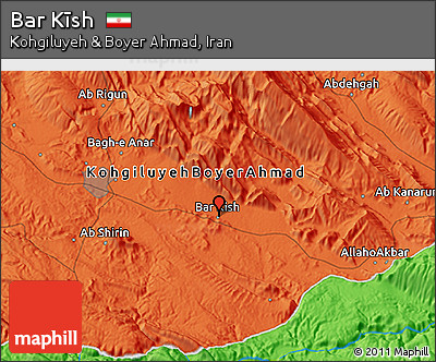 Political 3D Map of Bar Kīsh