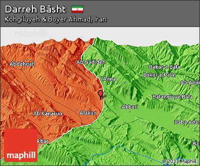 Political 3D Map of Darreh Bāsht