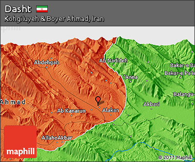 Political 3D Map of Dasht