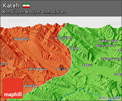 Political 3D Map of Kateh
