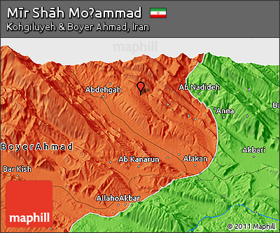 Political 3D Map of Mīr Shāh Moḩammad