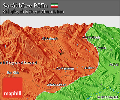 Political 3D Map of Sarābbīz-e Pā'īn