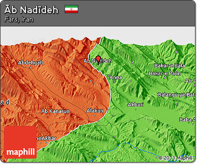Political 3D Map of Āb Nadīdeh