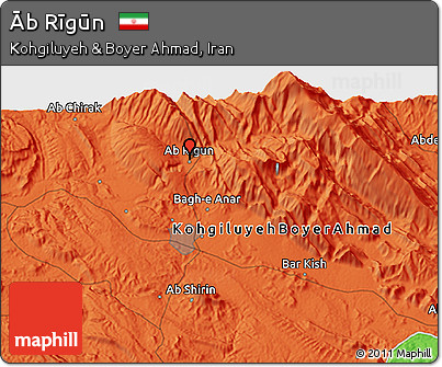 Political 3D Map of Āb Rīgūn