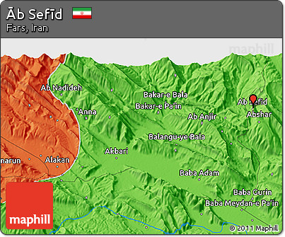 Political 3D Map of Āb Sefīd