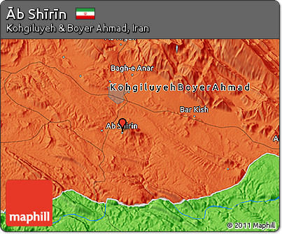 Political 3D Map of Āb Shīrīn