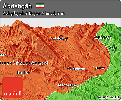 Political 3D Map of Ābdehgāh