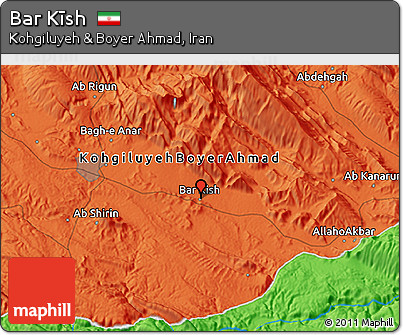 Political 3D Map of Bar Kīsh