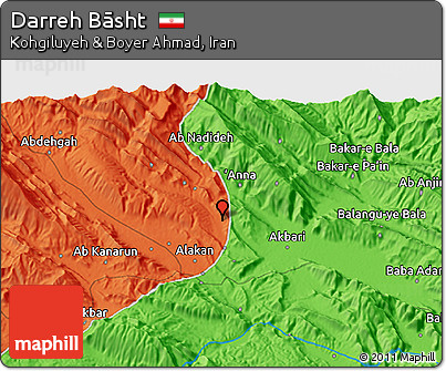 Political 3D Map of Darreh Bāsht