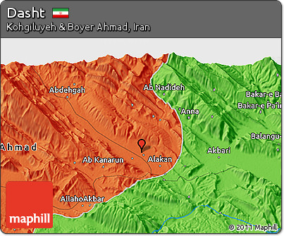 Political 3D Map of Dasht