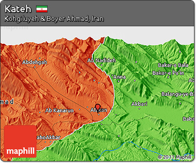 Political 3D Map of Kateh