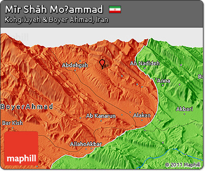 Political 3D Map of Mīr Shāh Moḩammad