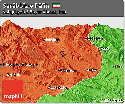 Political 3D Map of Sarābbīz-e Pā'īn