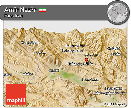 Satellite 3D Map of Amīr Naz̄r