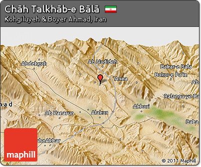 Satellite 3D Map of Chāh Talkhāb-e Bālā