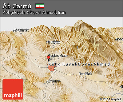 Satellite 3D Map of Āb Garmū