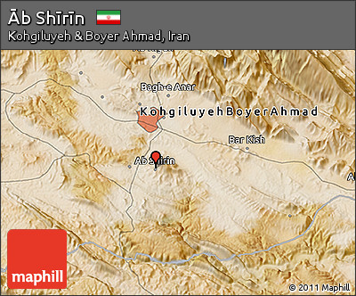 Satellite 3D Map of Āb Shīrīn