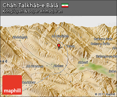 Satellite 3D Map of Chāh Talkhāb-e Bālā