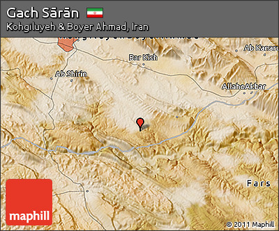 Satellite 3D Map of Gach Sārān