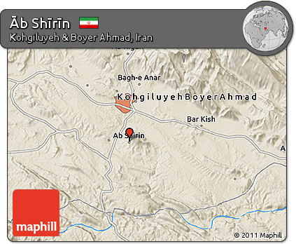 Shaded Relief 3D Map of Āb Shīrīn
