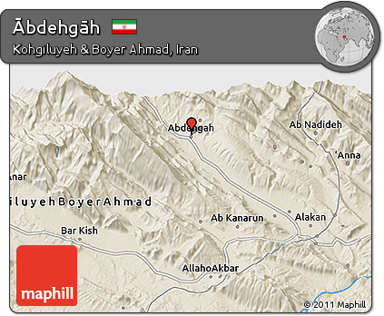 Shaded Relief 3D Map of Ābdehgāh