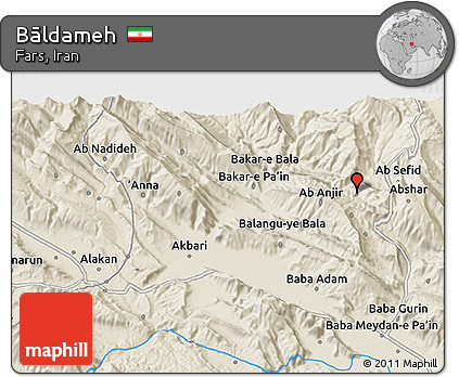 Shaded Relief 3D Map of Bāldameh