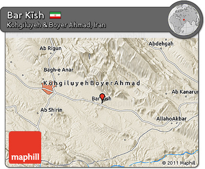 Shaded Relief 3D Map of Bar Kīsh