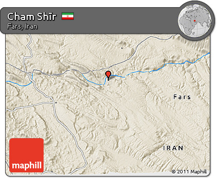Shaded Relief 3D Map of Cham Shīr