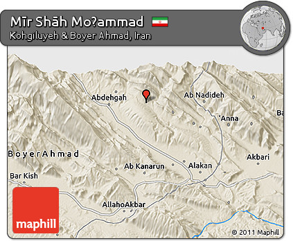Shaded Relief 3D Map of Mīr Shāh Moḩammad