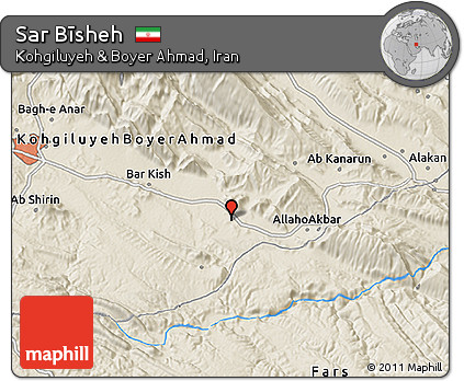 Shaded Relief 3D Map of Sar Bīsheh