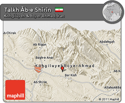 Shaded Relief 3D Map of Talkh Āb-e Shīrīn