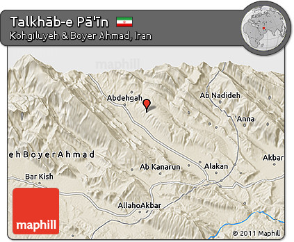 Shaded Relief 3D Map of Talkhāb-e Pā'īn