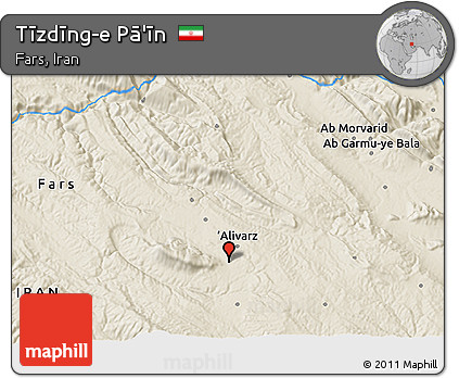 Shaded Relief 3D Map of Tīzdīng-e Pā'īn
