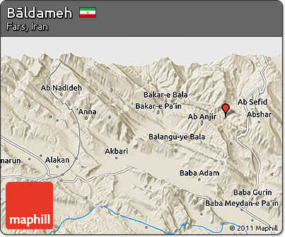 Shaded Relief 3D Map of Bāldameh