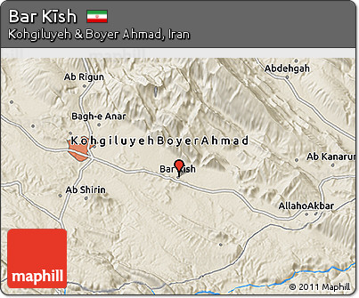 Shaded Relief 3D Map of Bar Kīsh