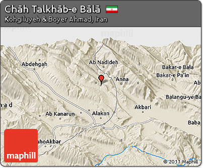 Shaded Relief 3D Map of Chāh Talkhāb-e Bālā