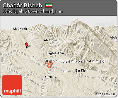 Shaded Relief 3D Map of Chahār Bīsheh