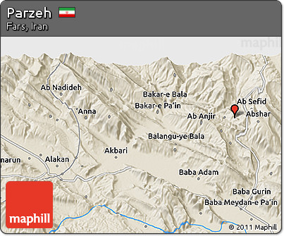Shaded Relief 3D Map of Parzeh