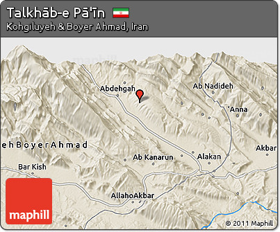 Shaded Relief 3D Map of Talkhāb-e Pā'īn