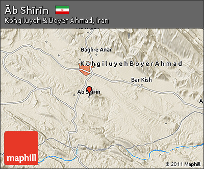 Shaded Relief 3D Map of Āb Shīrīn