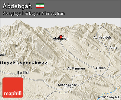 Shaded Relief 3D Map of Ābdehgāh