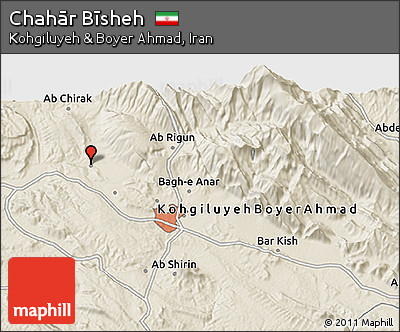 Shaded Relief 3D Map of Chahār Bīsheh