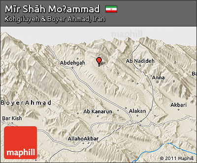 Shaded Relief 3D Map of Mīr Shāh Moḩammad
