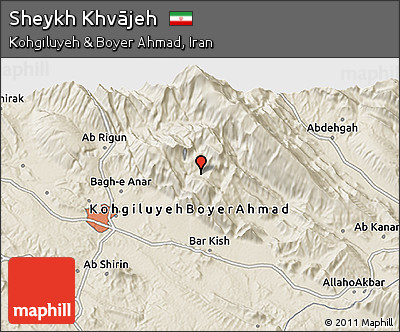 Shaded Relief 3D Map of Sheykh Khvājeh