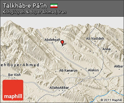 Shaded Relief 3D Map of Talkhāb-e Pā'īn