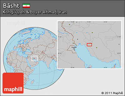 Gray Location Map of Bāsht