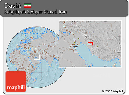 Gray Location Map of Dasht, hill shading