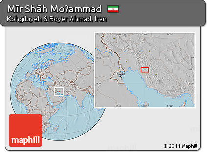 Gray Location Map of Mīr Shāh Moḩammad, hill shading